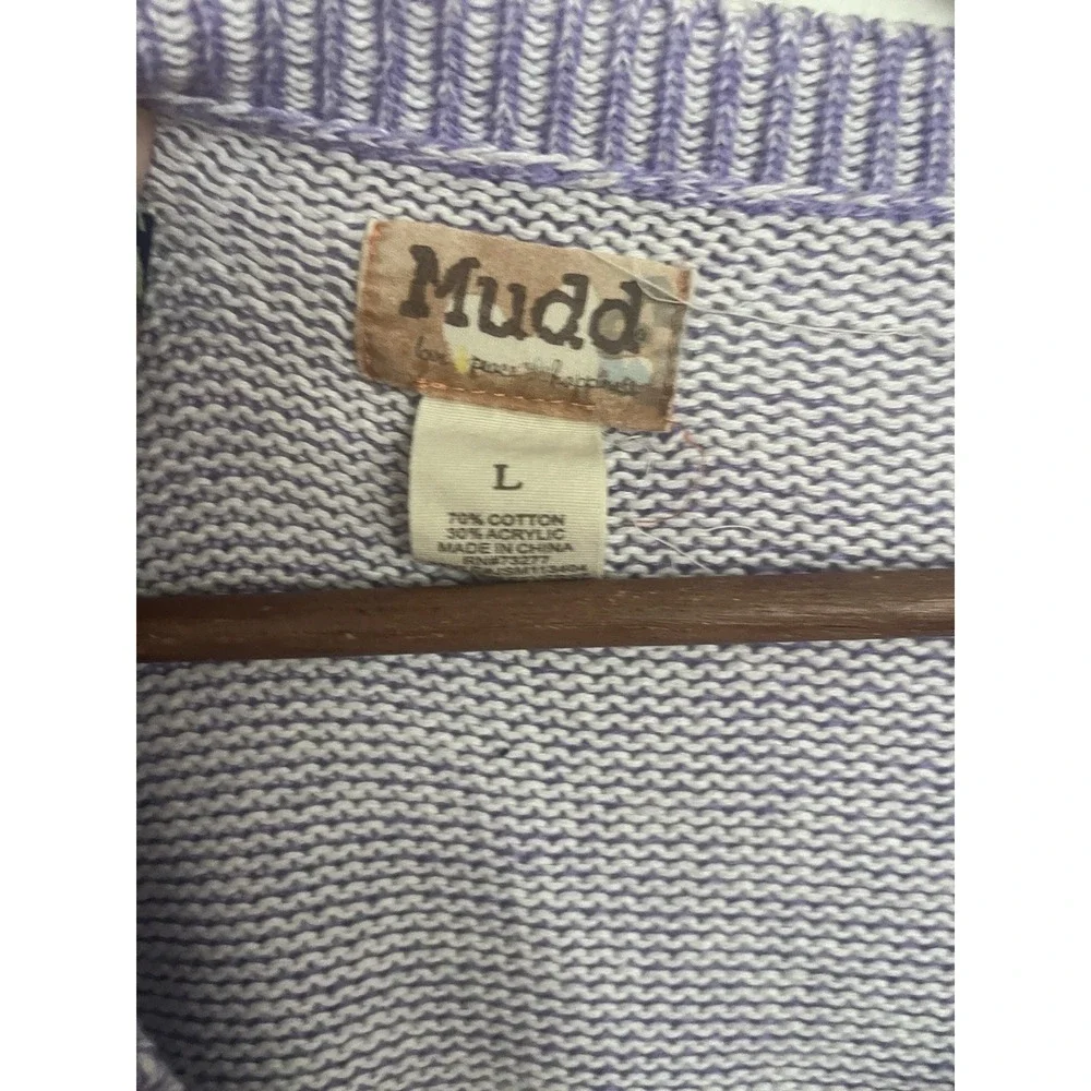 Mudd Vintage Y2K Purple V-neck cable-knit Sweater Women's Sz Large 425‎